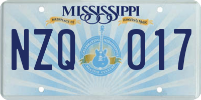 MS license plate NZQ017