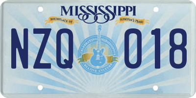 MS license plate NZQ018