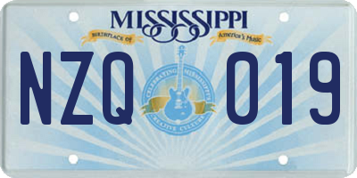 MS license plate NZQ019