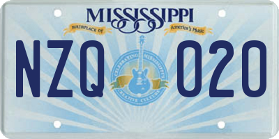 MS license plate NZQ020