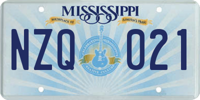 MS license plate NZQ021