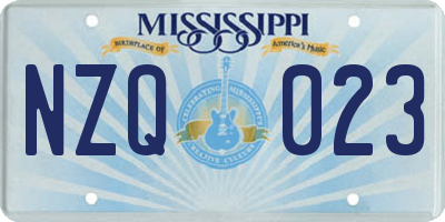 MS license plate NZQ023