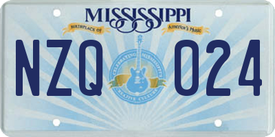 MS license plate NZQ024