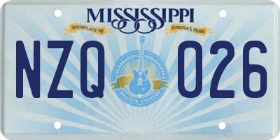 MS license plate NZQ026