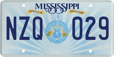 MS license plate NZQ029