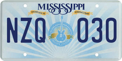 MS license plate NZQ030