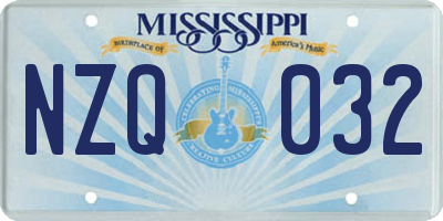 MS license plate NZQ032