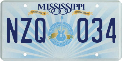 MS license plate NZQ034