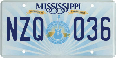 MS license plate NZQ036