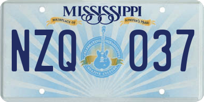 MS license plate NZQ037