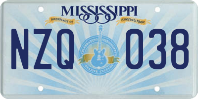 MS license plate NZQ038