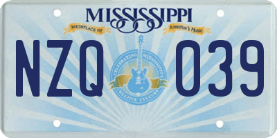 MS license plate NZQ039