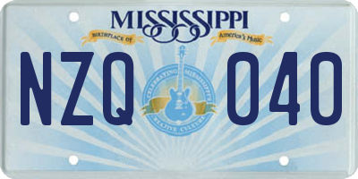 MS license plate NZQ040