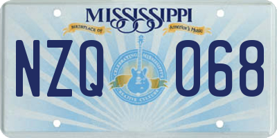 MS license plate NZQ068