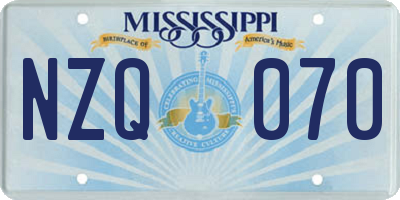 MS license plate NZQ070
