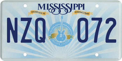 MS license plate NZQ072