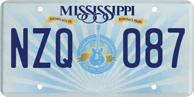 MS license plate NZQ087