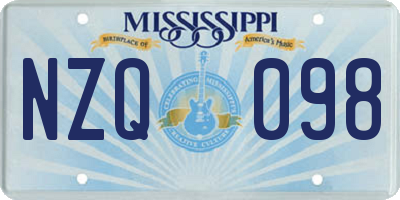 MS license plate NZQ098