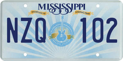 MS license plate NZQ102