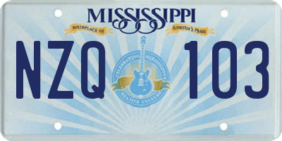 MS license plate NZQ103