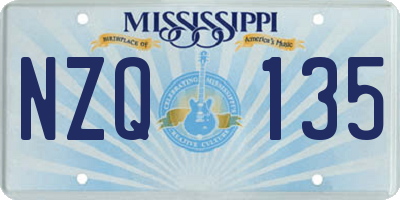 MS license plate NZQ135
