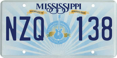 MS license plate NZQ138