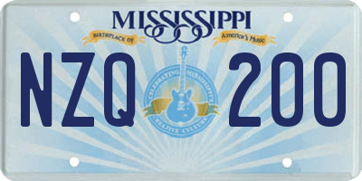 MS license plate NZQ200