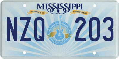 MS license plate NZQ203