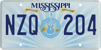 MS license plate NZQ204