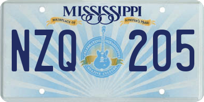 MS license plate NZQ205