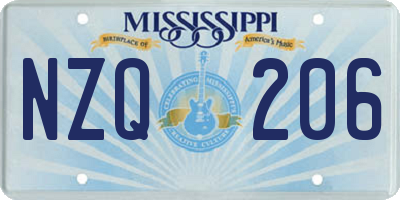 MS license plate NZQ206