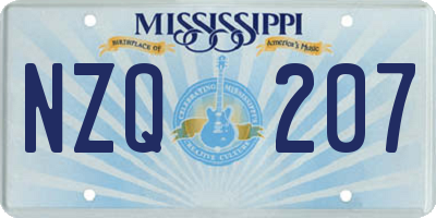 MS license plate NZQ207
