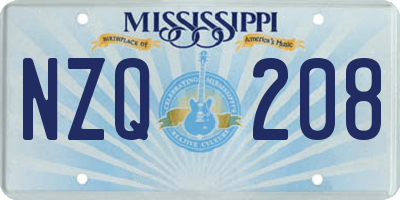MS license plate NZQ208