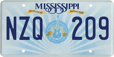 MS license plate NZQ209