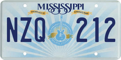 MS license plate NZQ212