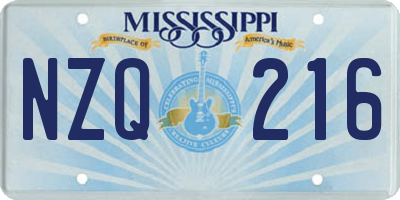 MS license plate NZQ216