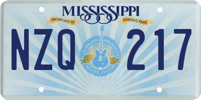 MS license plate NZQ217