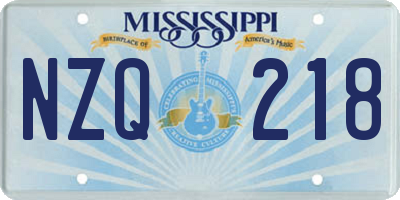 MS license plate NZQ218