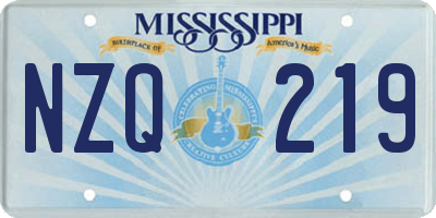 MS license plate NZQ219