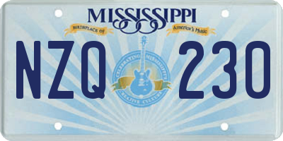 MS license plate NZQ230
