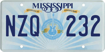 MS license plate NZQ232