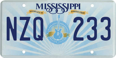 MS license plate NZQ233