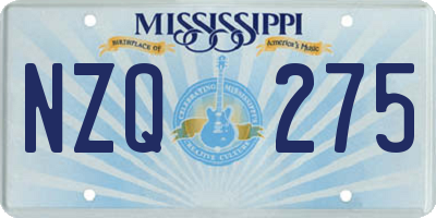 MS license plate NZQ275