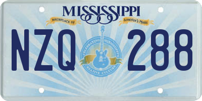 MS license plate NZQ288