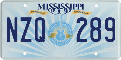 MS license plate NZQ289