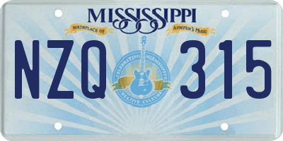 MS license plate NZQ315