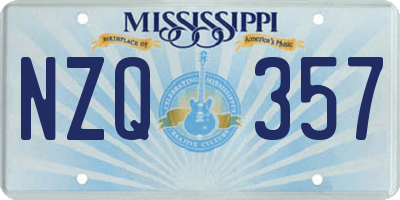 MS license plate NZQ357