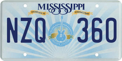 MS license plate NZQ360