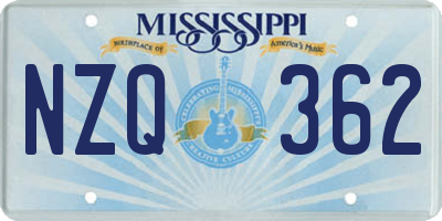 MS license plate NZQ362