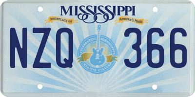 MS license plate NZQ366